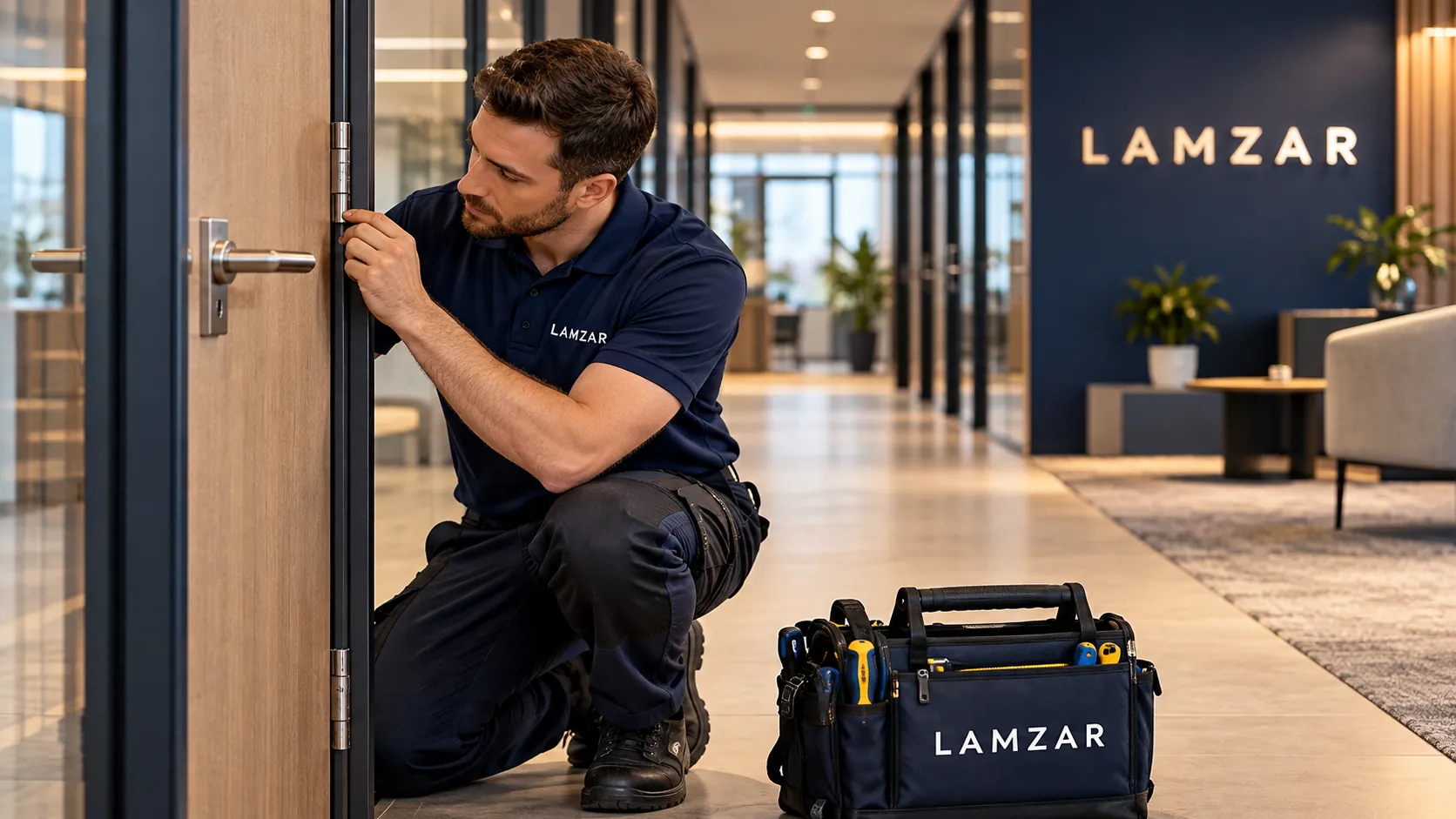 Technician inspecting property fixtures during maintenance