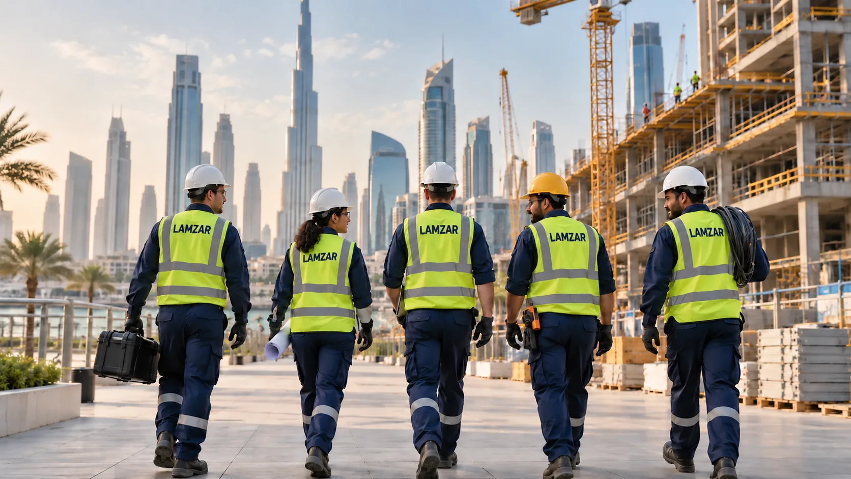 LAMZAR-branded workforce concept image for manpower supply in Dubai