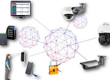Technician configuring security camera and smart surveillance system in a modern Dubai office