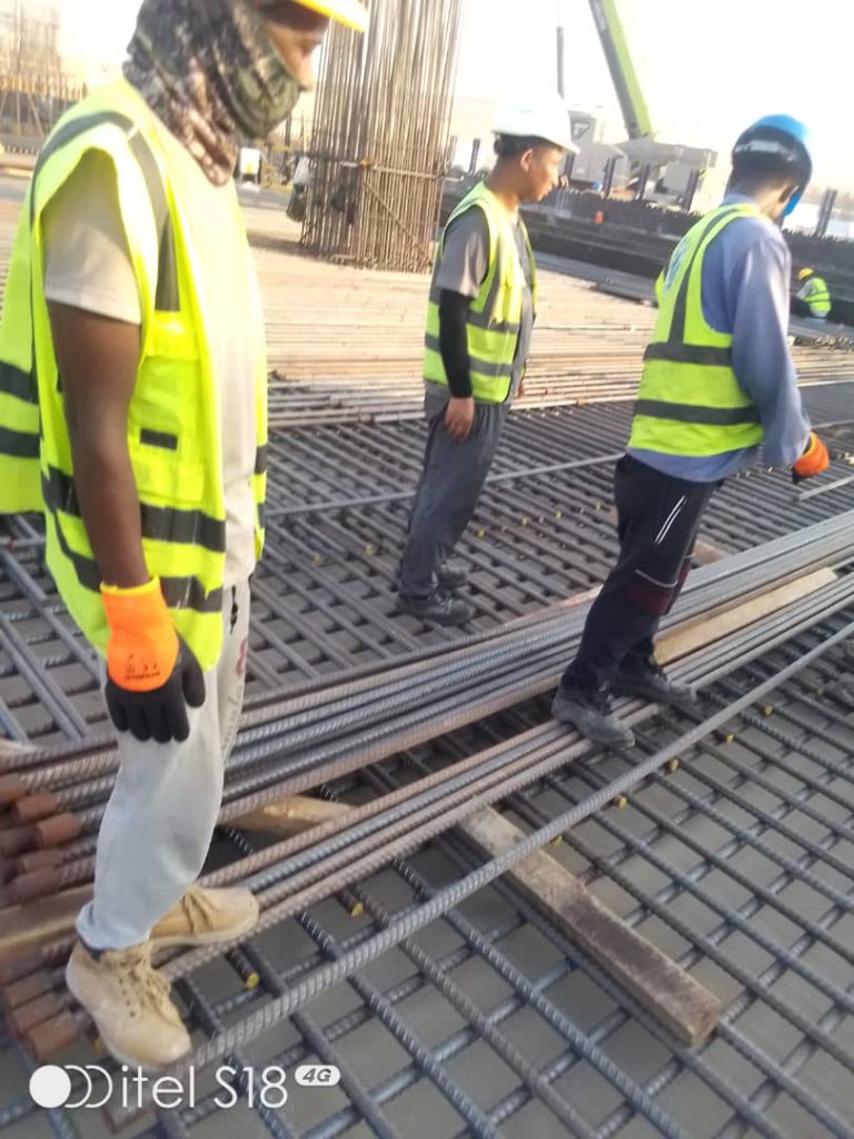 Steel fixers and helpers at the MAPA project near Burj Khalifa in Dubai