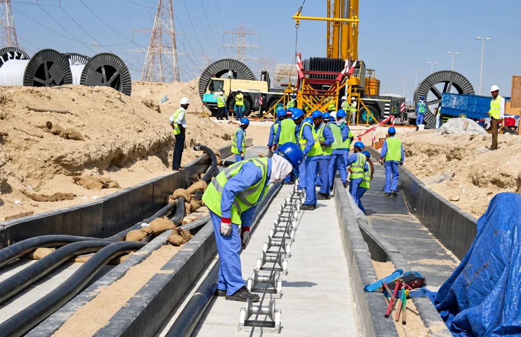 Underground cable pulling and laying work