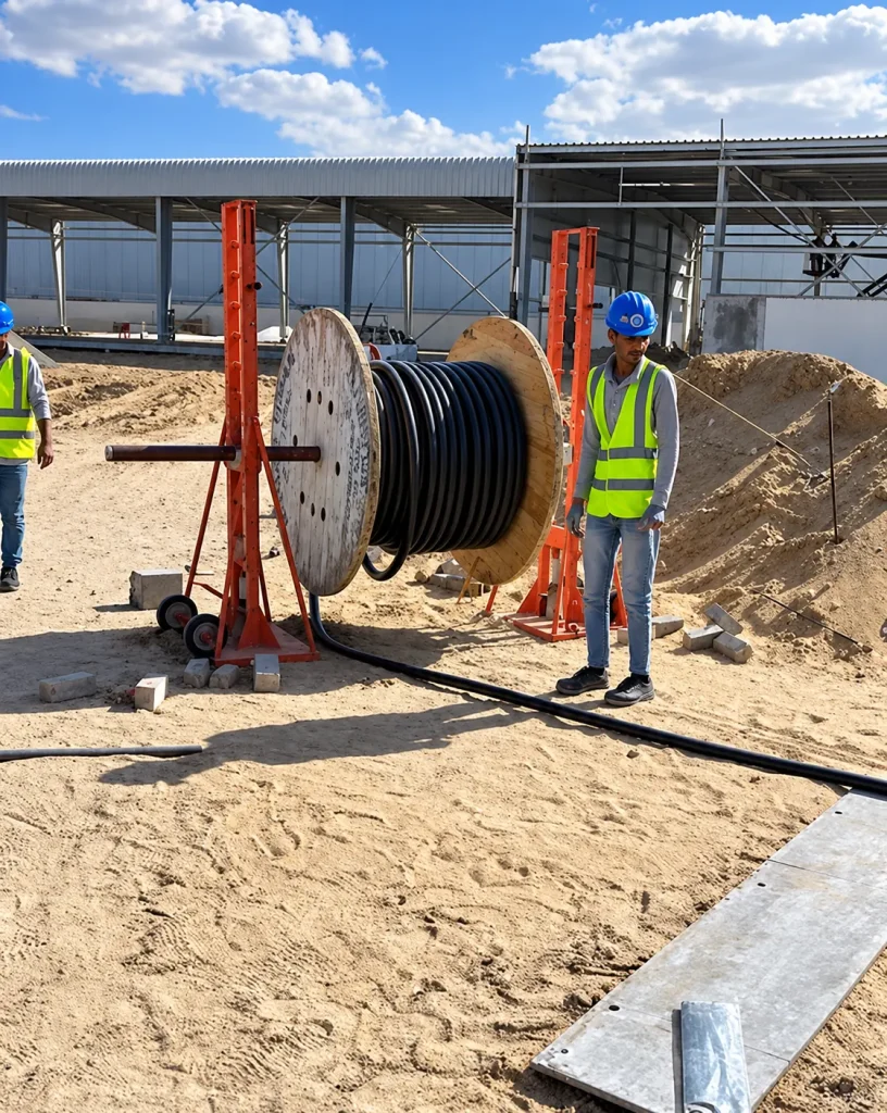 Cable pulling helpers at the SCAN project in Abu Dhabi